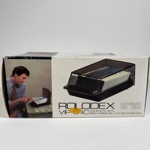 Rolodex VIP-24C Covered VIP File Vintage Desktop Card Organizer Smoke Cover New